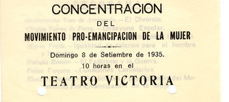 Volante para convocar a concentración del MEMCH, 1935. AMG y Géneros, Fondo Elena Caffarena Morice, caja 9.