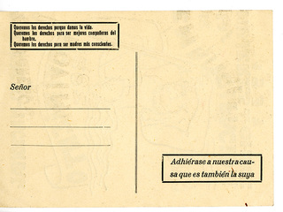 Postal del MEMCH con ilustración realizada en el marco del Primer Congreso Nacional de 1937. AMG, Fondo Elena Caffarena Morice, caja 9.