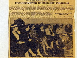 Noticia del diario La Nación (diciembre, 1938). AMG, Fondo Elena Caffarena, caja 5.