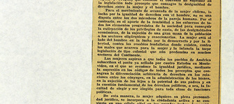 Noticia publicada en periódico del Frente Popular, diciembre de 1938. AMG, Fondo Elena Caffarena, caja 5.