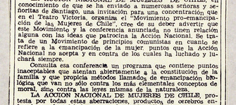 “No dejarse sorprender”, El Mercurio, 7-09-1935. AMG, Fondo Elena Caffarena, caja 5.