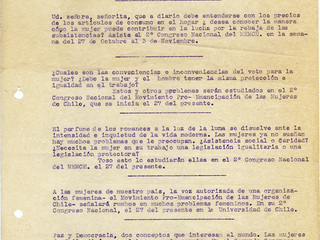 Convocatoria a Segundo Congreso Nacional del MEMCH, 1940. AMG, Fondo Elena Caffarena, caja 5.
