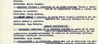 Listado de cursos obligatorios para las delegadas al Segundo Congreso Nacional del MEMCH, 1940. AMG, Fondo Elena Caffarena, caja 5.