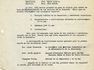 Acta de sesión del Segundo Congreso Nacional de Mujeres, realizado en Valparaíso durante septiembre de 1947.